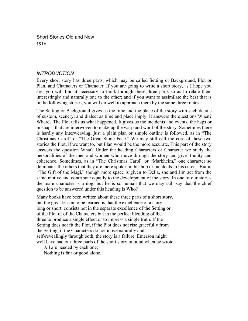 Timeless Tales in the eBook Short Stories Old and New