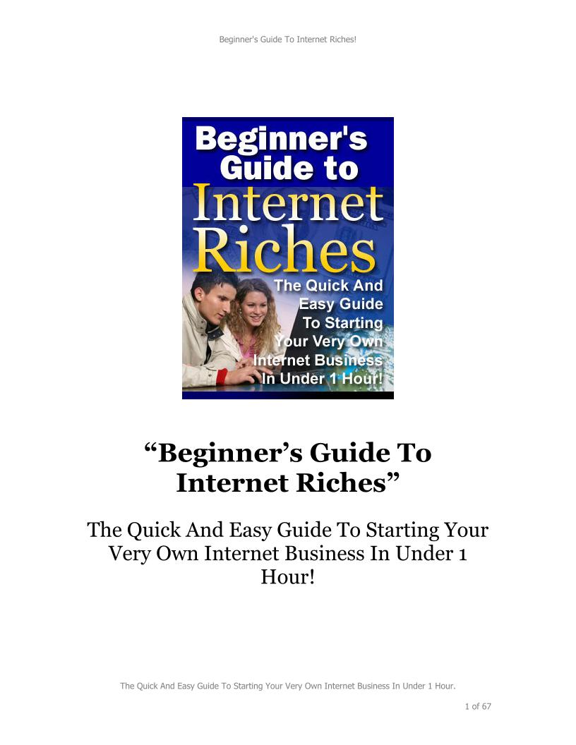 Unlock Internet Riches eBook: Beginner's Quick Guide to Online Success