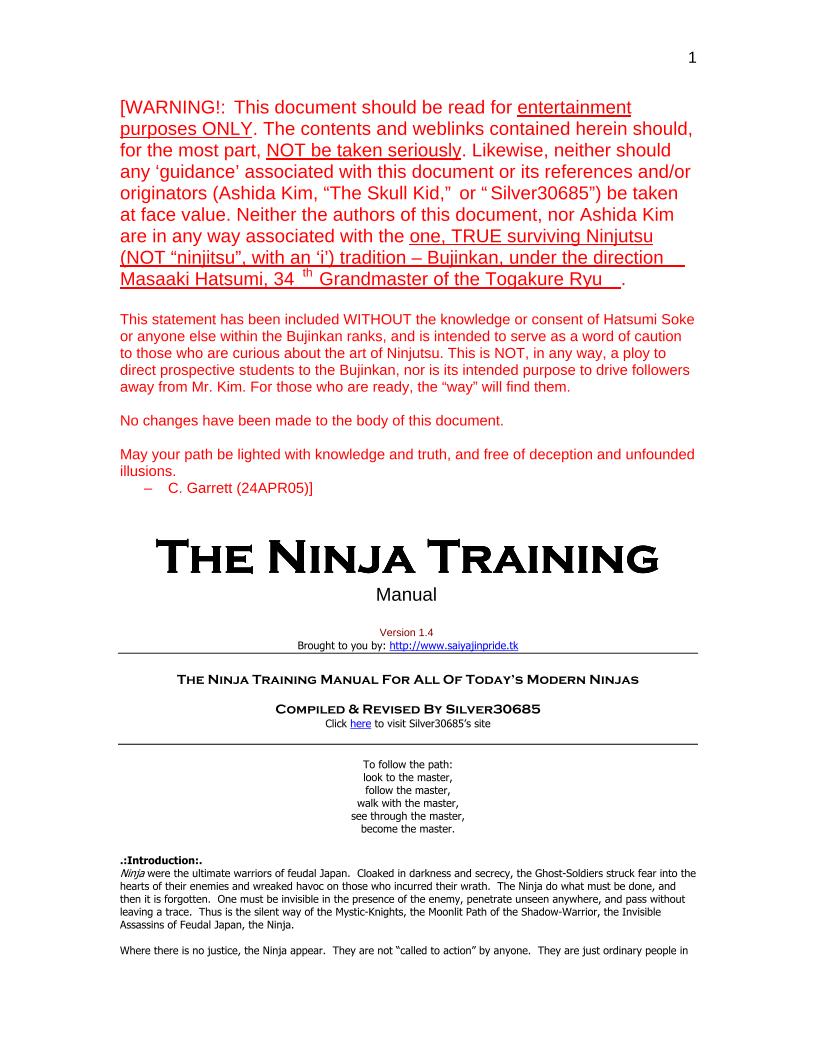 eBook: Master Ancient Ninjitsu Secrets in The Ninja Training Manual