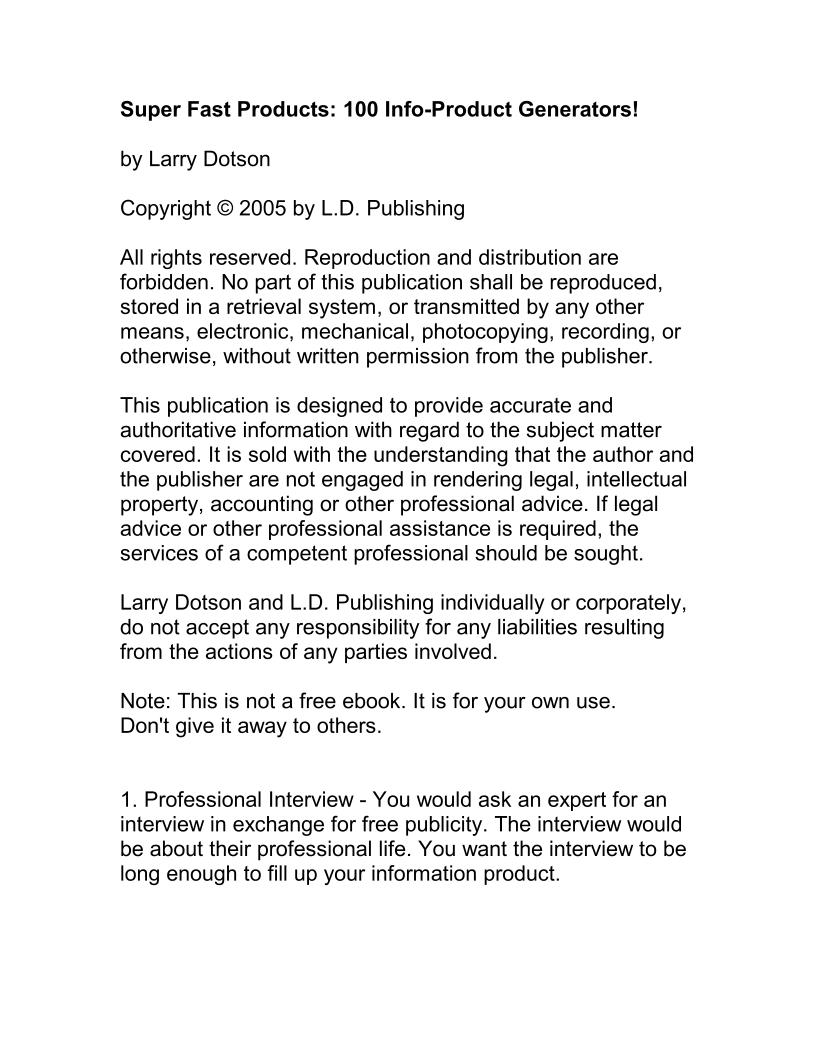 Unlock 100 Rapid Info-Product Ideas: The Ultimate eBook Guide