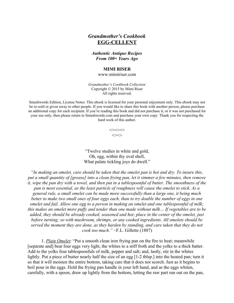 Discover the eBook of Mimi Riser's Egg-cellent Antique Recipes