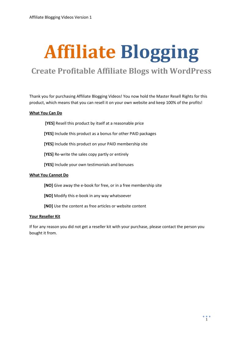 Master the Art of Affiliate Blogging: An eBook with Essential WordPress Videos