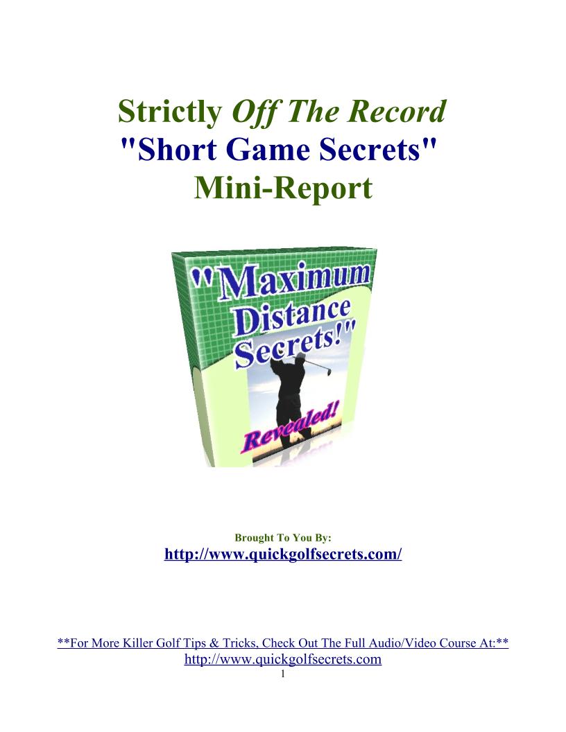 Unlock Golf Mastery with Short Game Secrets eBook