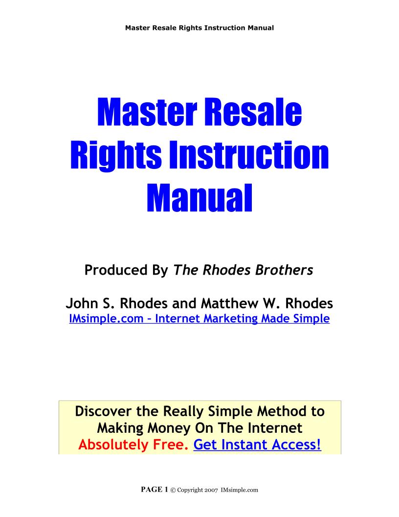 Unlock Profits with This Simple eBook on Master Resale Rights