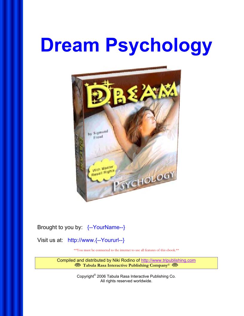 eBook: Exploring Dream Psychology by Sigmund Freud – A Psychoanalytic Journey