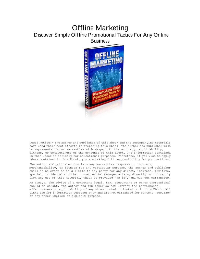 eBook: Mastering Offline Marketing for Your Online Business Success