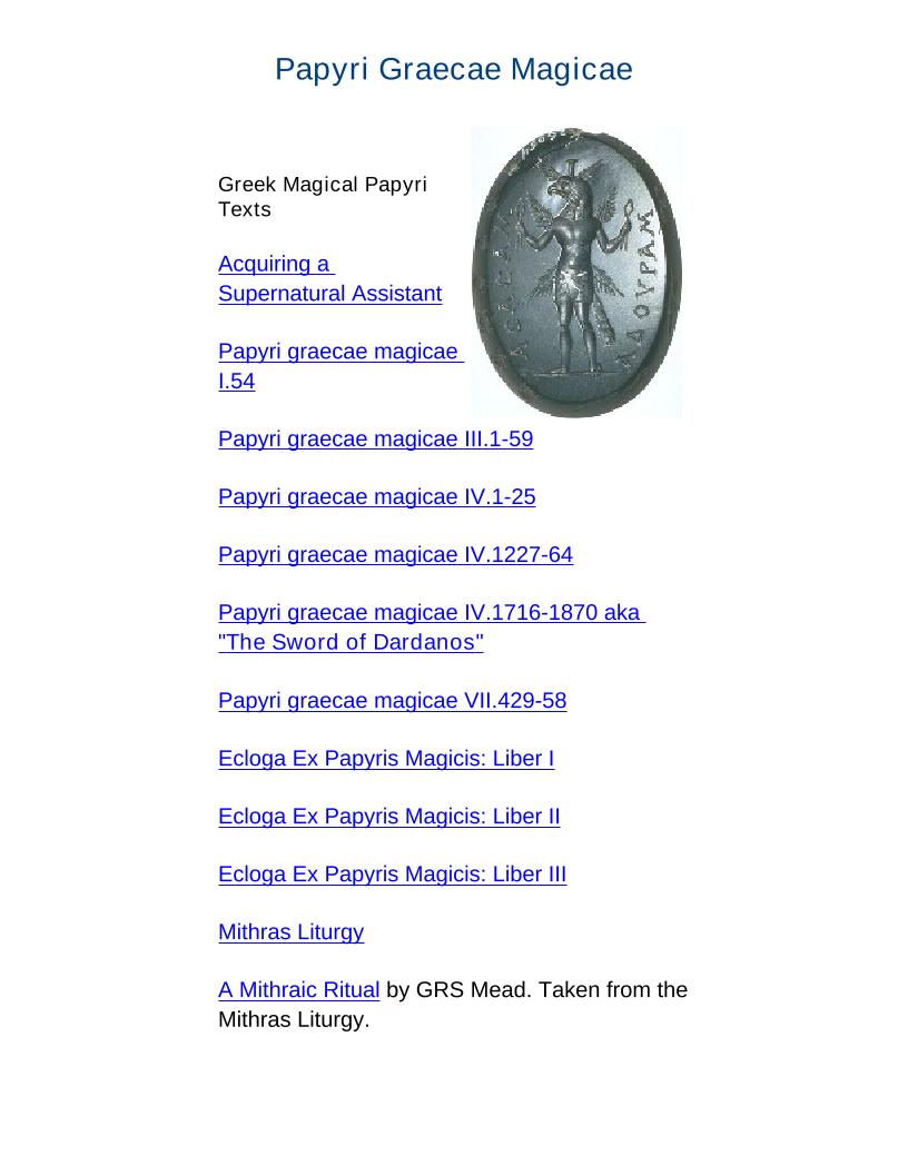 Explore the Enchanted eBook of Ancient Greek Magical Papyri