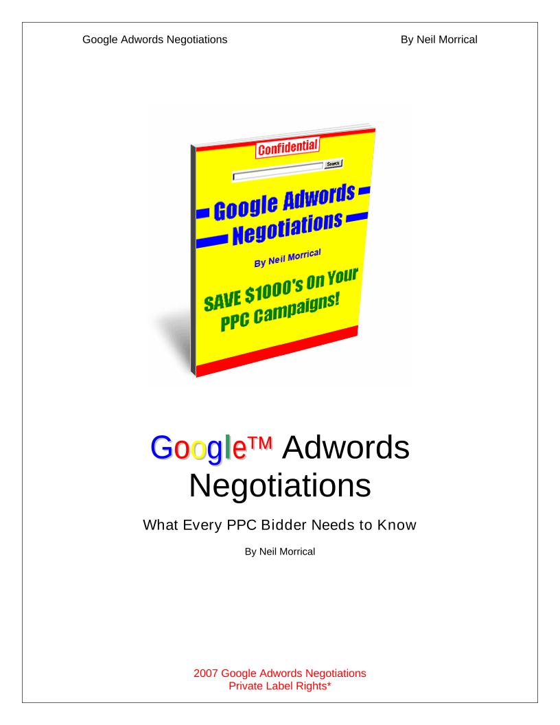 Master Google Adwords Negotiations eBook: Strategies for Savvy PPC Bidders
