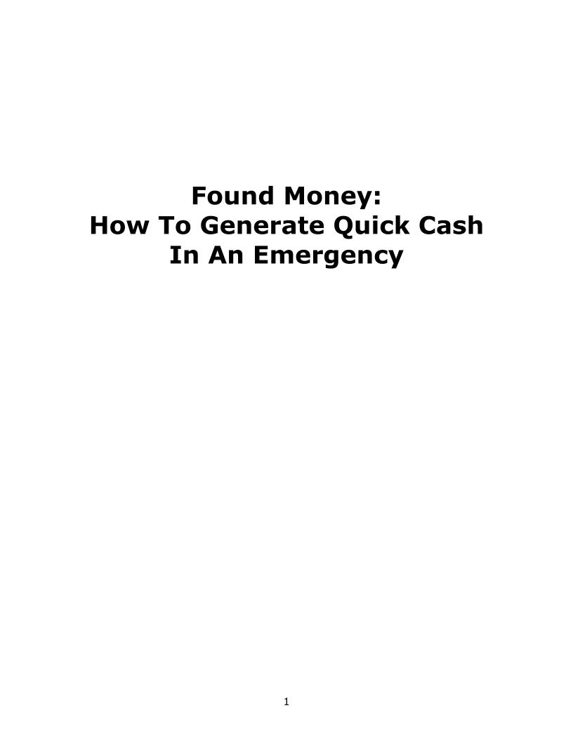 eBook: 101 Smart Ways to Raise Emergency Money Fast