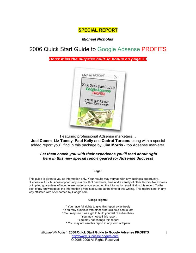 Ultimate eBook Guide to Google AdSense Profits Mastery