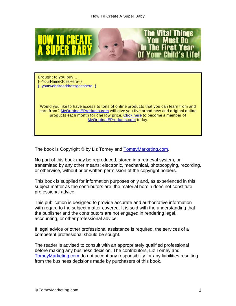 eBook: Mastering the First Year for a Super Baby Guide