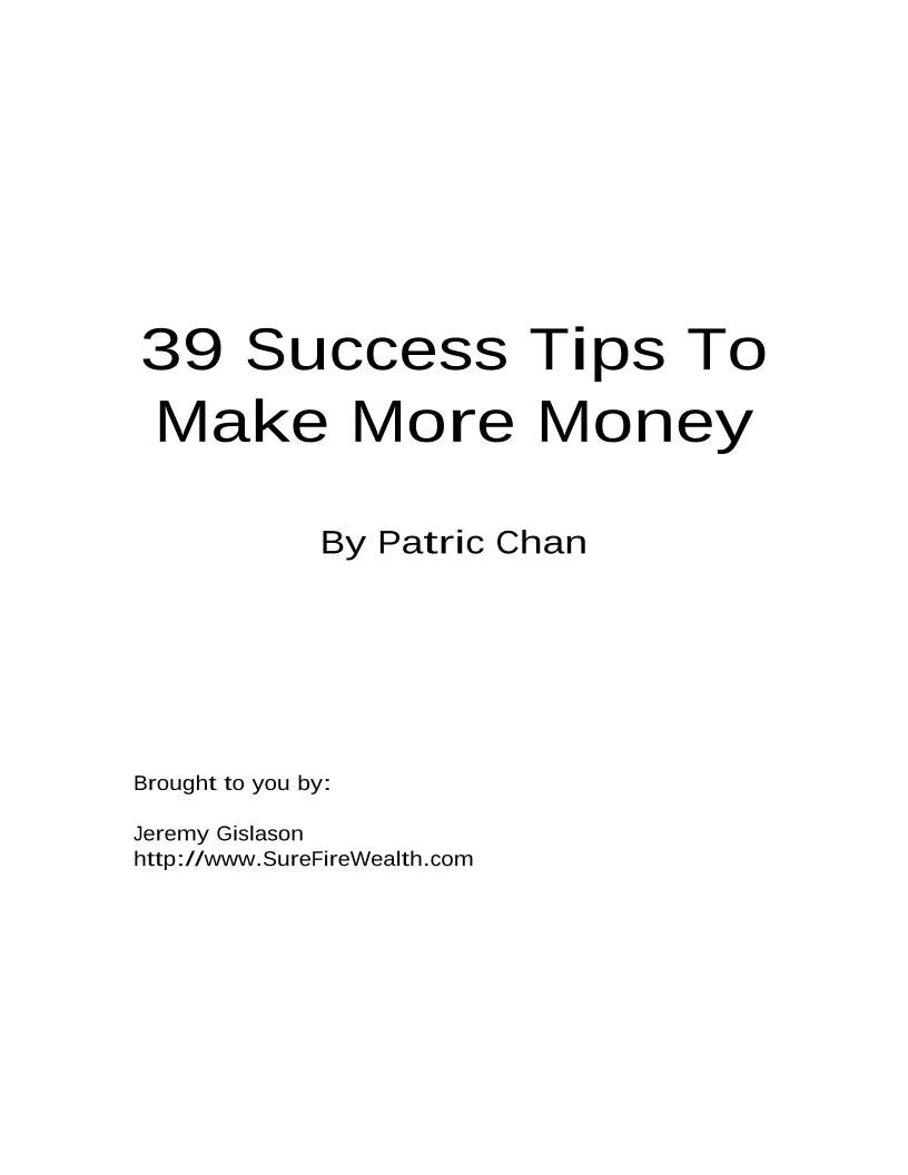 Unlock Wealth with This Essential eBook: 39 Success Tips to Make More Money