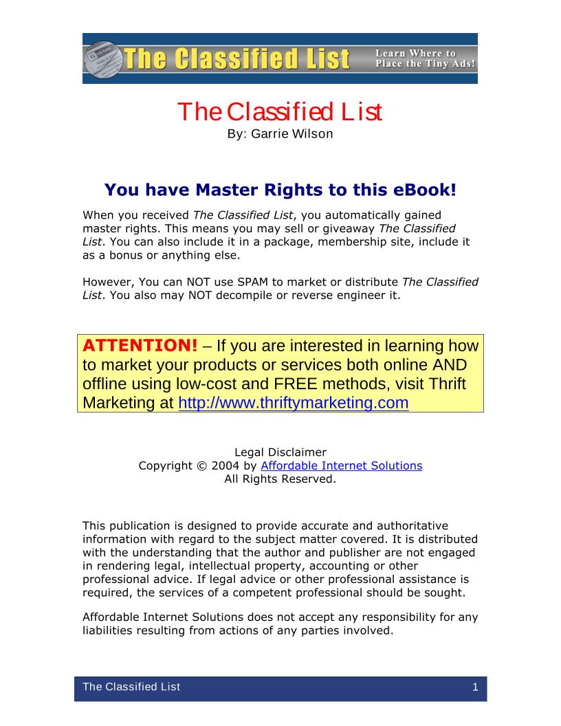 Unlock the Secrets of Classified Advertising with This Essential eBook