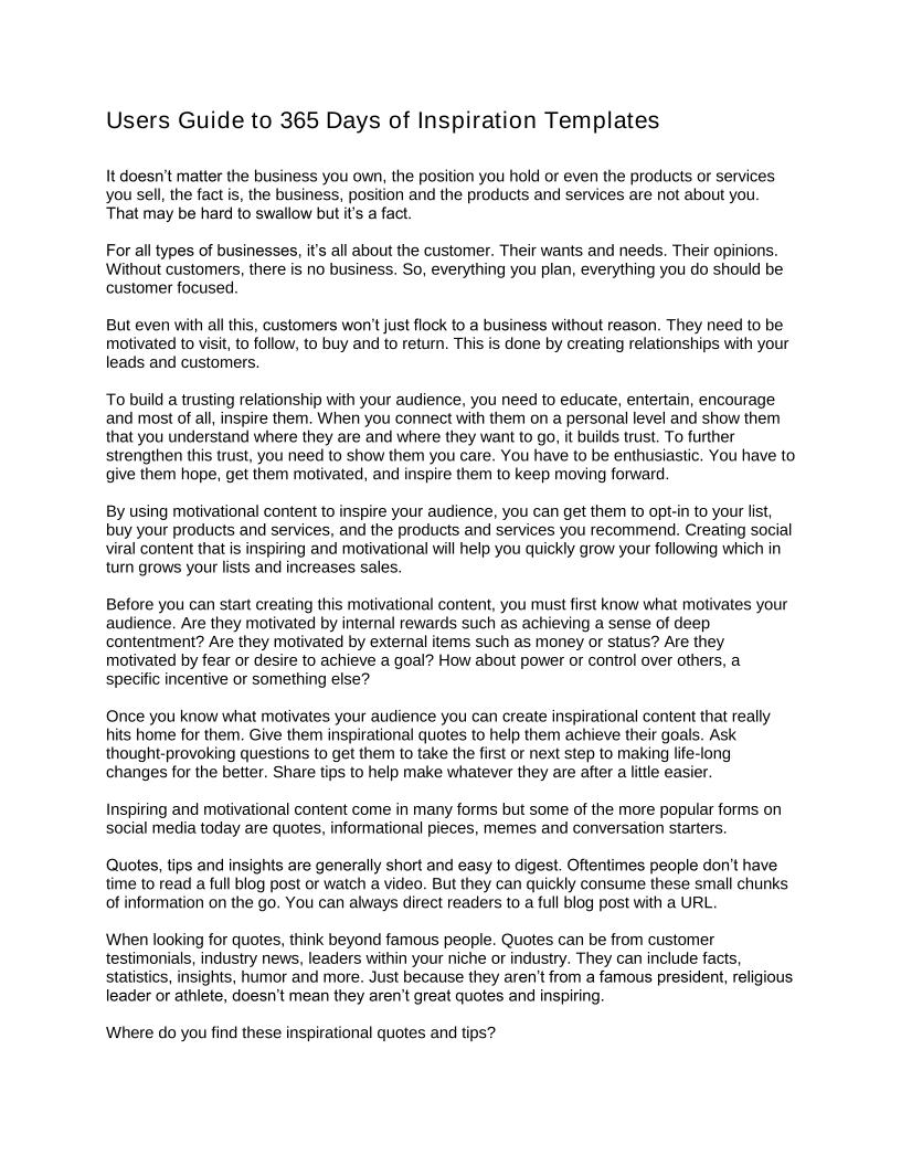 eBook: 365 Days of Inspiration Templates for Business Success