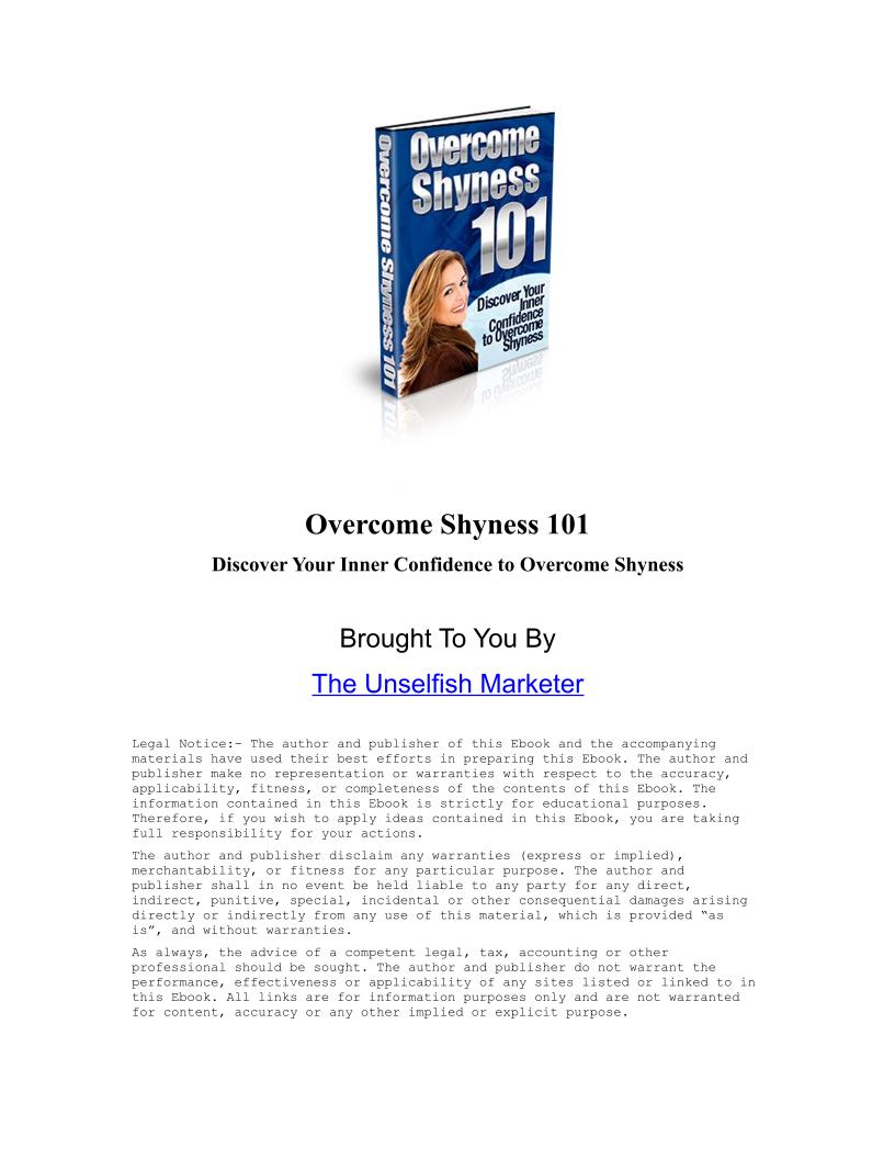 Unlock Your Confidence: The eBook Guide to Overcoming Shyness 101