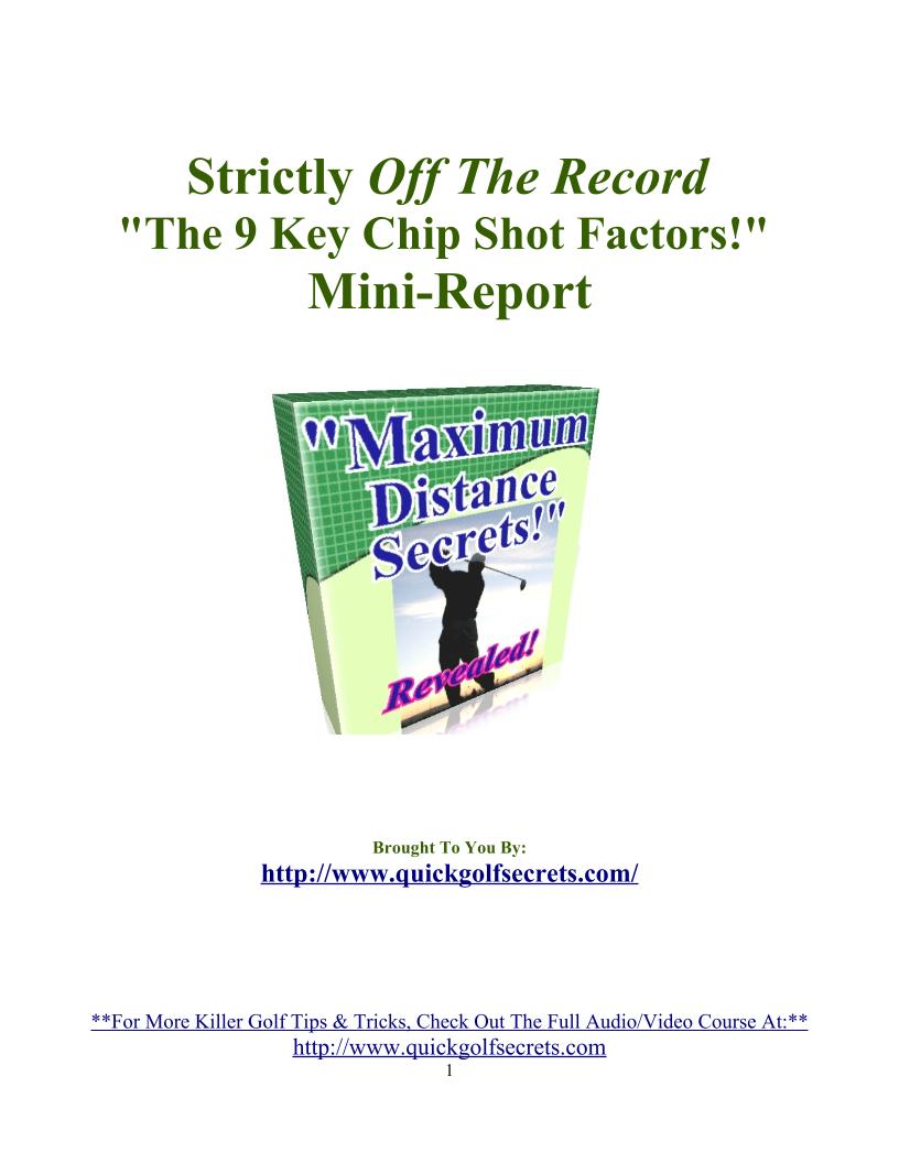 Unlock Golf Mastery: eBook Guide to the 9 Key Chip Shot Factors