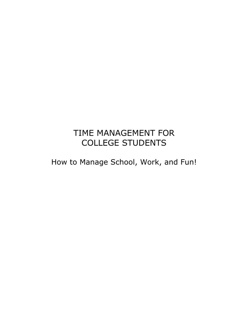 eBook: Welcome to College - Master Time Management Essentials