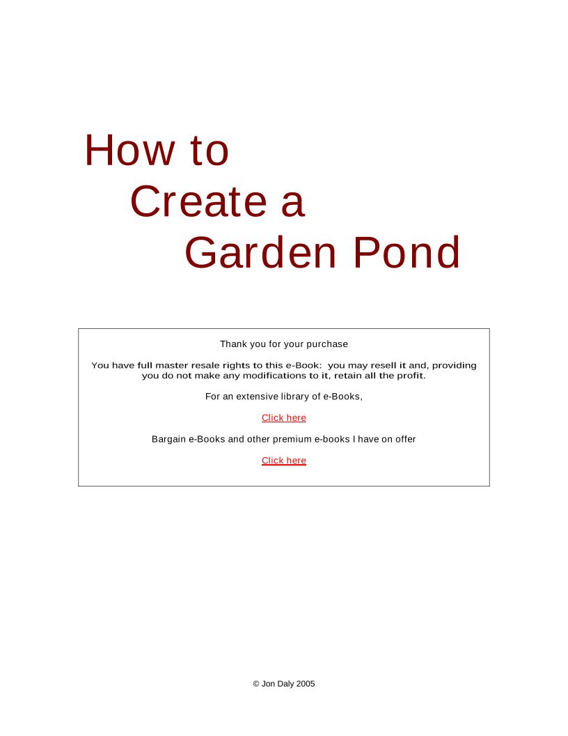 The Ultimate eBook Guide to Creating and Maintaining Your Garden Pond
