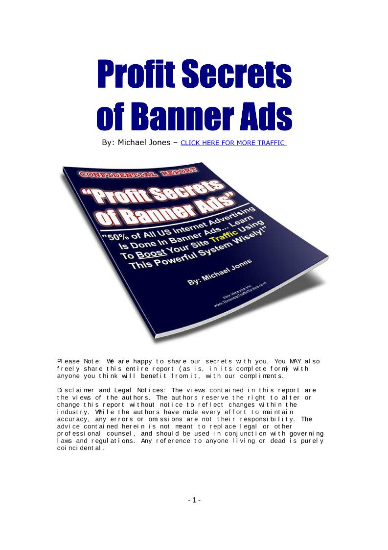 Unlock the eBook Secrets of Profitable Banner Ads for Massive Traffic
