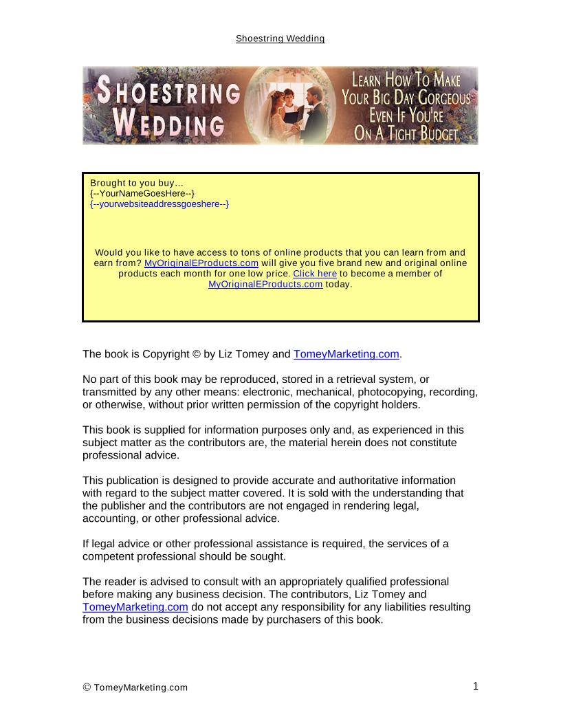 eBook: Mastering Affordable Wedding Planning on a Shoestring Budget