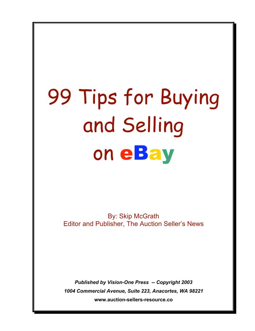 Essential eBook: 99 Tips for Mastering eBay Buying and Selling