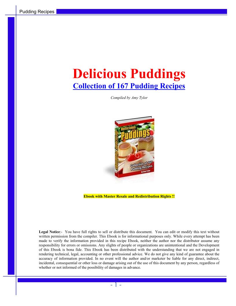 Delicious eBook Collection of 167 Classic Pudding Recipes