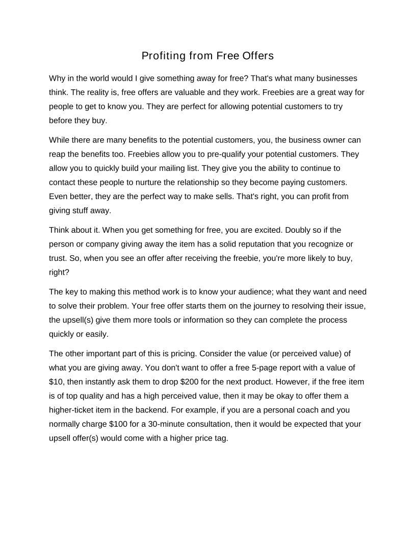 Unlock Profits with Free Offers: The Ultimate eBook Guide