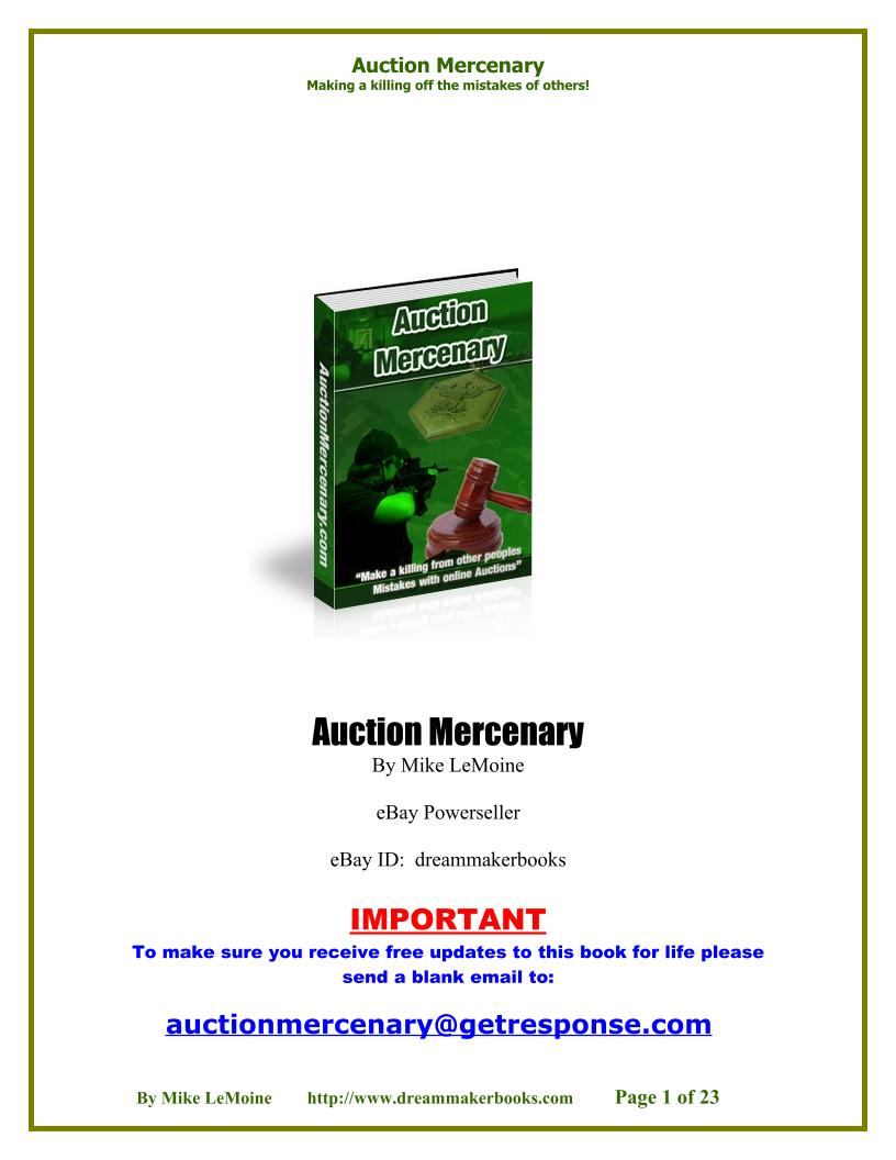 eBook: Auction Mercenary - Profiting from eBay Misspelled Treasures