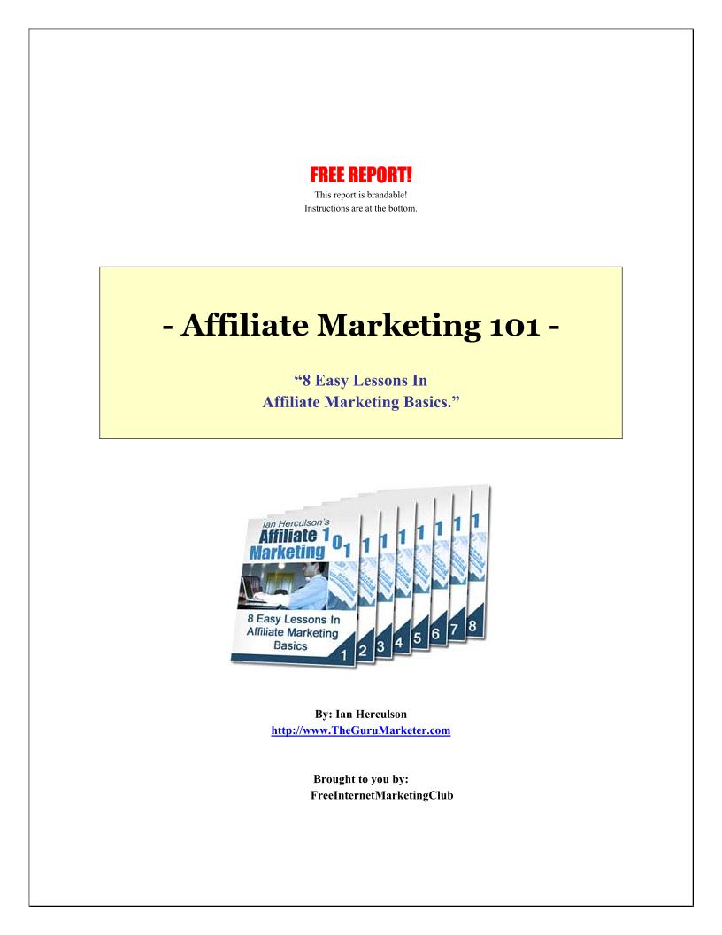 Affiliate Marketing 101 eBook: 8 Easy Lessons for Online Success