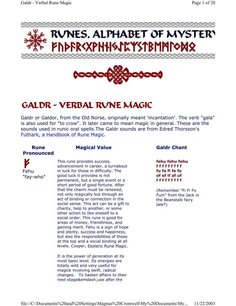 eBook: Unveiling Ancient Galdr and Runic Magic Mysteries for Seekers