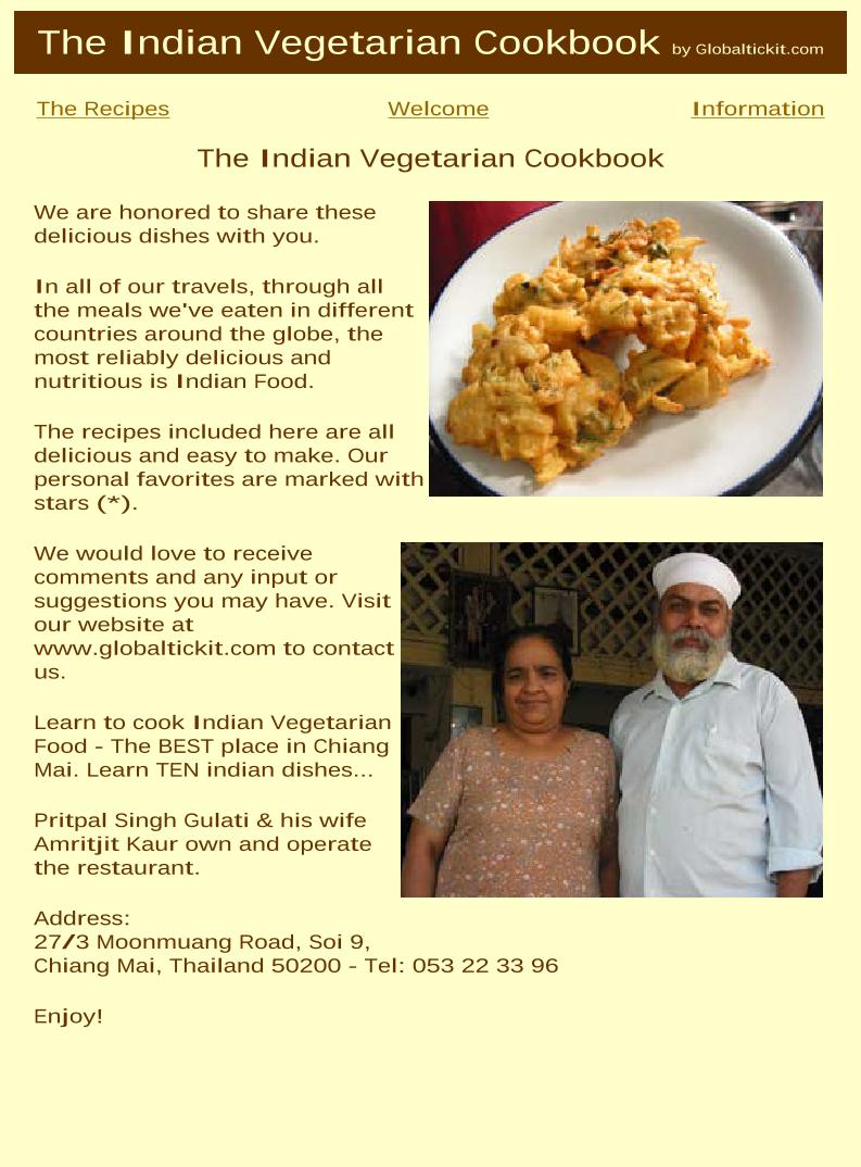 Discover the eBook: Indian Vegetarian Cooking Adventures from Globaltickit.com