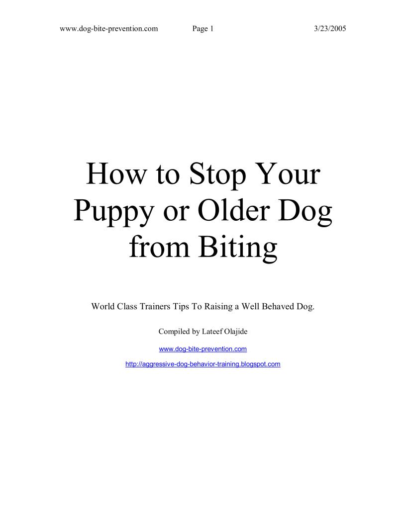 Essential eBook on Preventing Dog Bites and Training Puppies