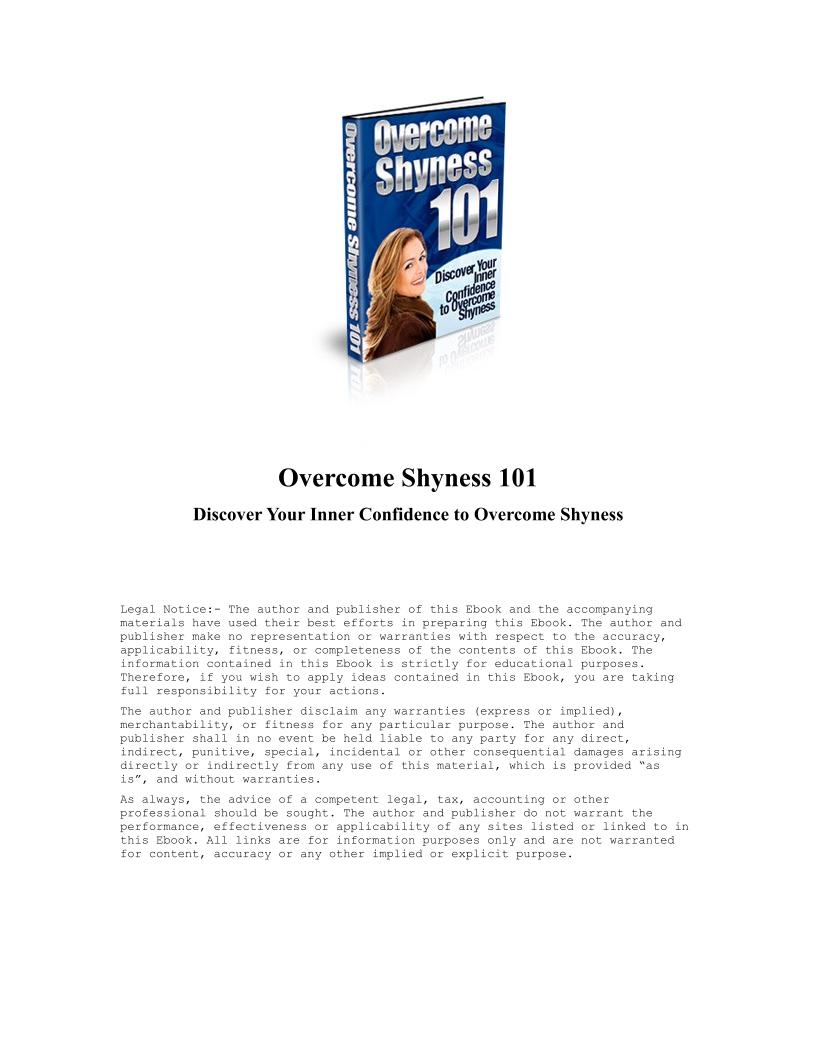 eBook: Discover Inner Confidence to Overcome Shyness 101