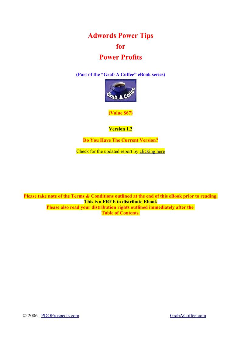 Master AdWords Strategies for Power Profits eBook Guide