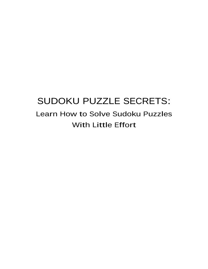 eBook: Unlock Sudoku Puzzle Secrets and Solve with Little Effort