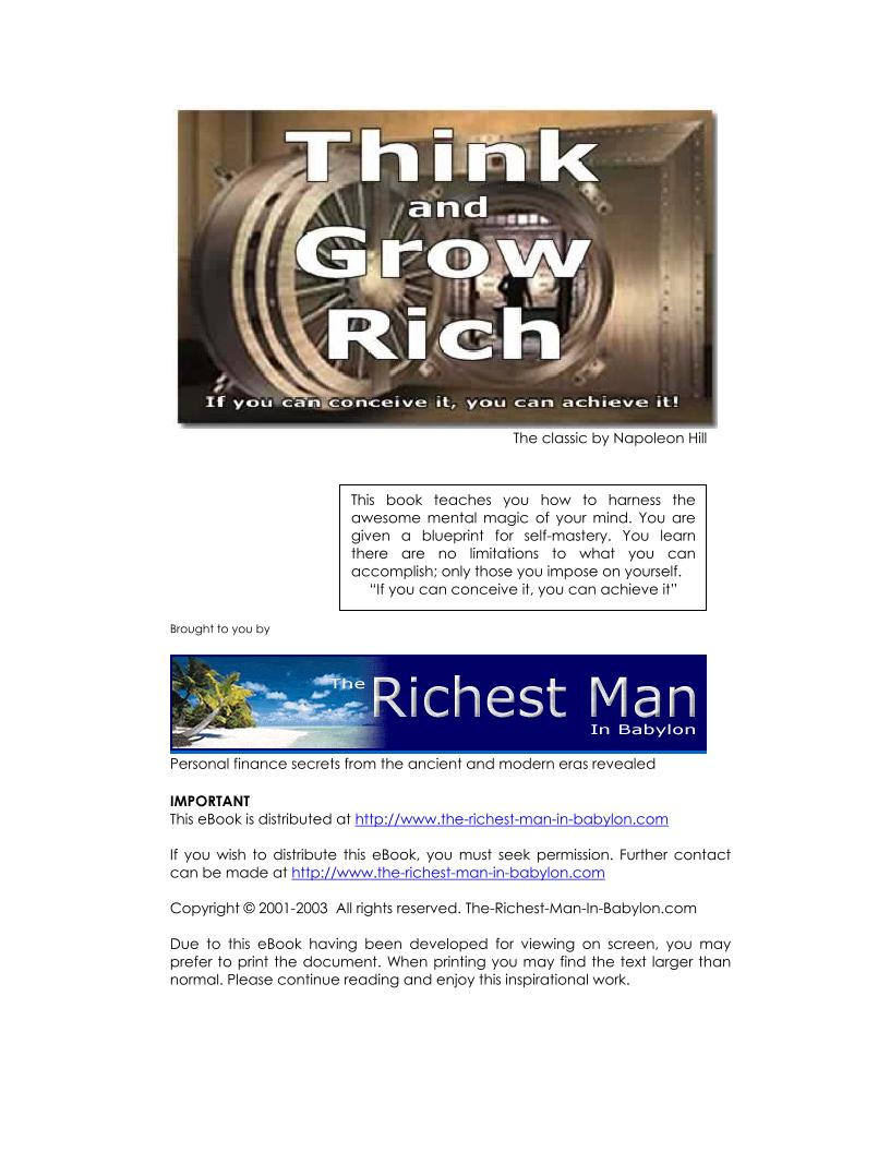 eBook: Think and Grow Rich – Master Wealth Through Mind Power