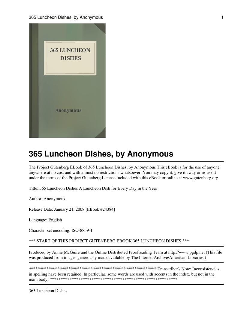 eBook: Discover 365 Delicious Luncheon Dishes Daily
