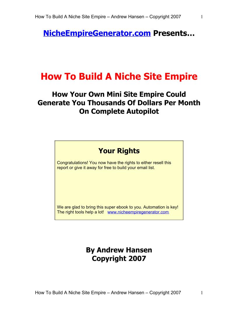 eBook: Building a Profitable Niche Site Empire Guide