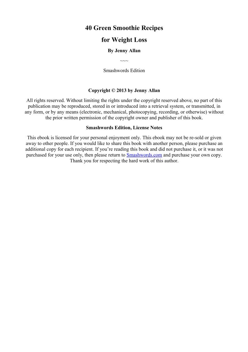 eBook: 40 Delicious Green Smoothies for Weight Loss Success