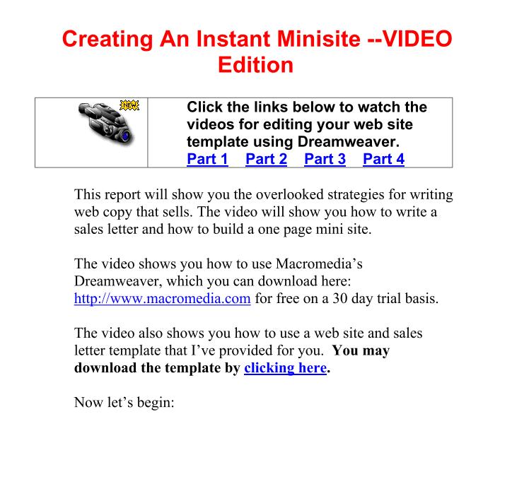 eBook: Master Creating Profitable Minisites with Dreamweaver Strategies