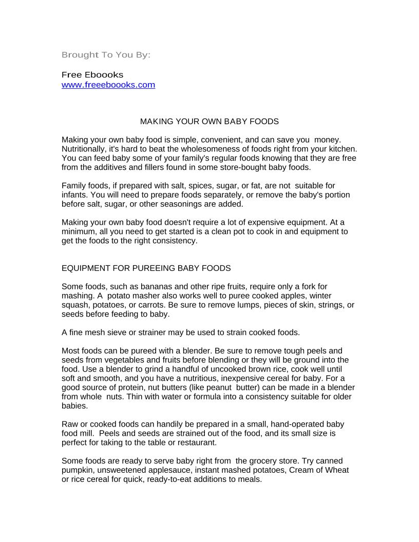 The Ultimate eBook Guide to Homemade Baby Foods and Recipes