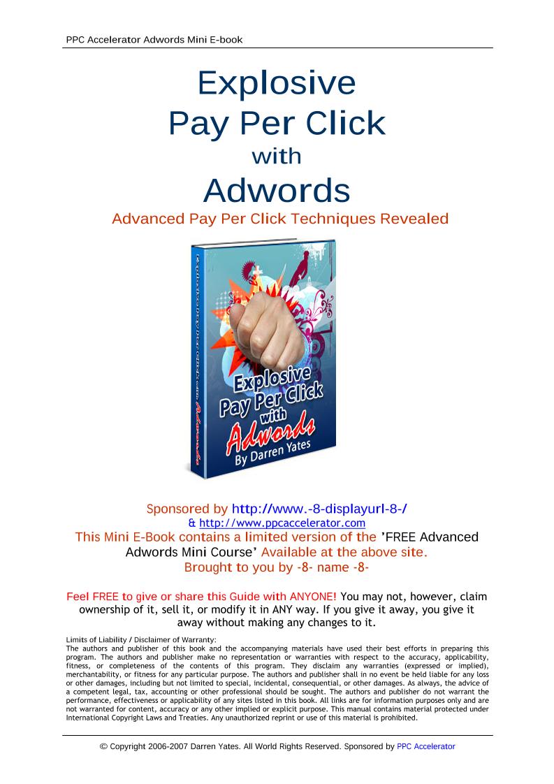Explosive PPC Mastery with Adwords: The Ultimate eBook Guide