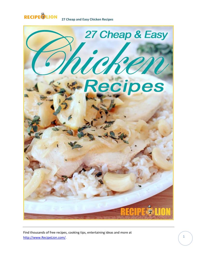 Savory eBook: 27 Budget Chicken Recipes for Easy Meals