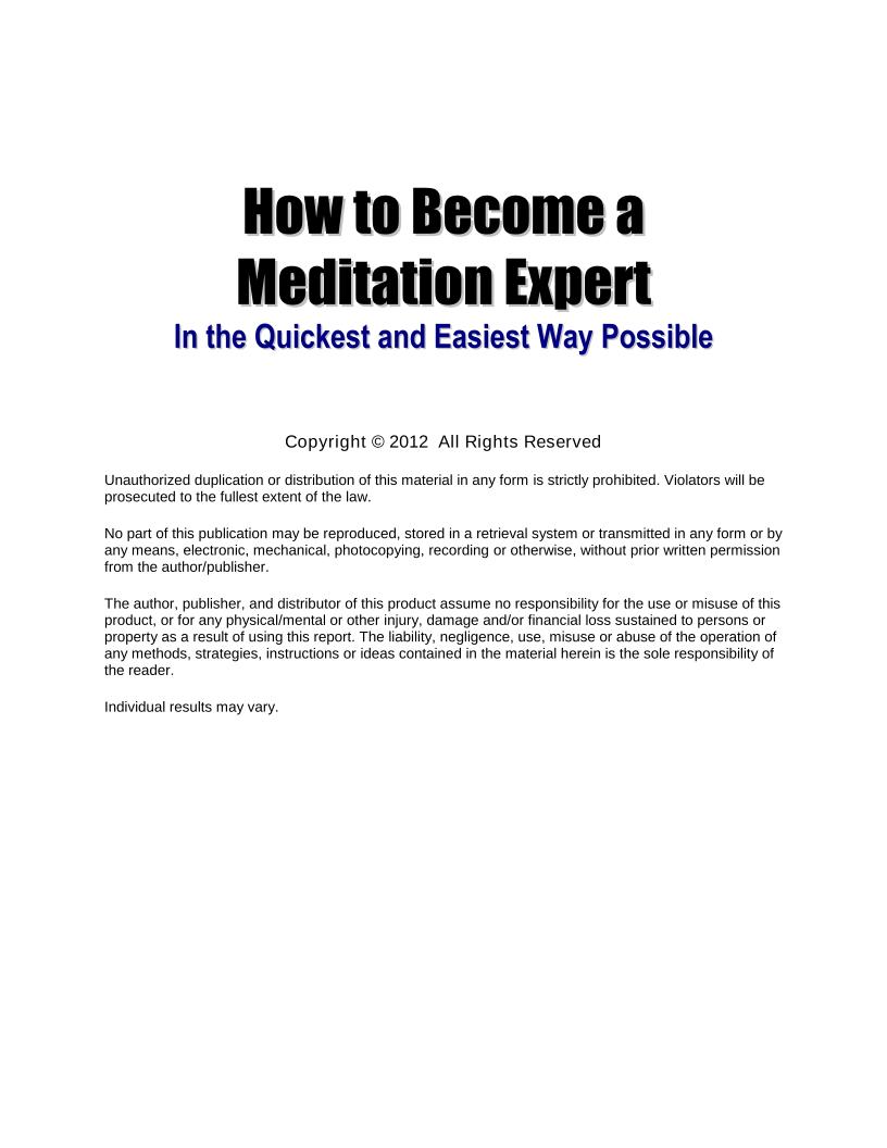 eBook: Mastering Meditation in the Quickest and Easiest Way