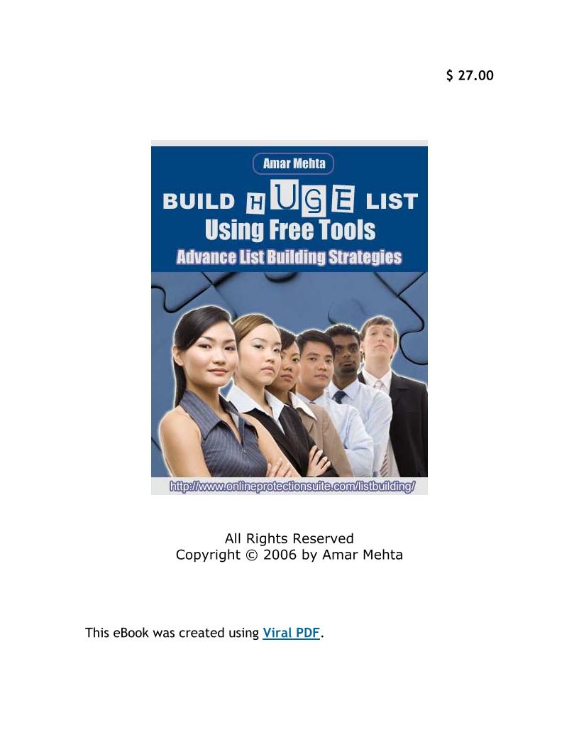 eBook: Secrets to Building a HUGE List with Free Tools and Associates