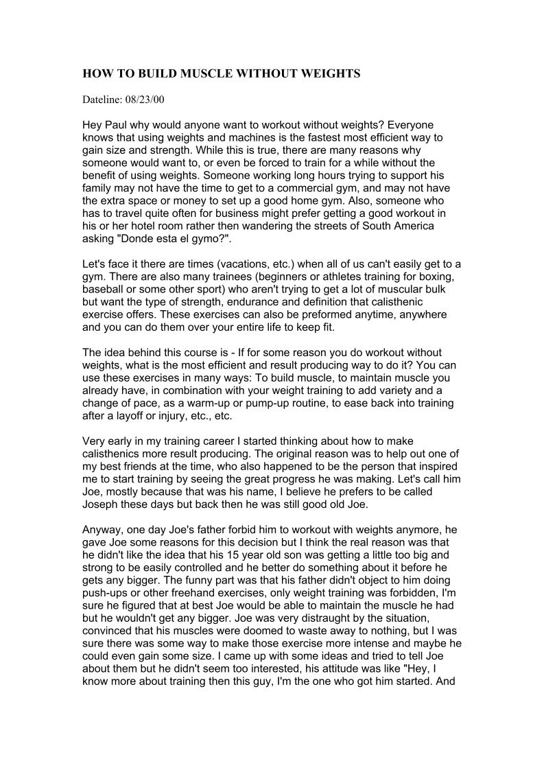 eBook: Discover Secrets to Building Muscle Without Weights Now