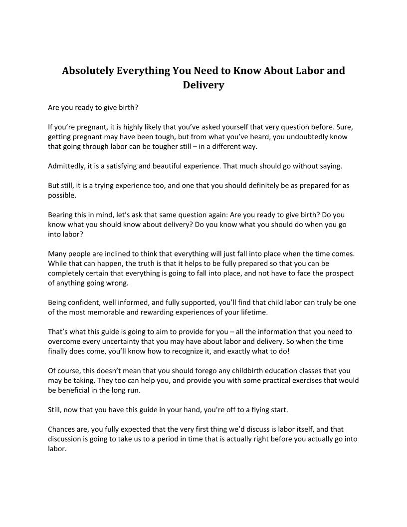 The Ultimate eBook Guide to Mastering Labor and Delivery Essentials