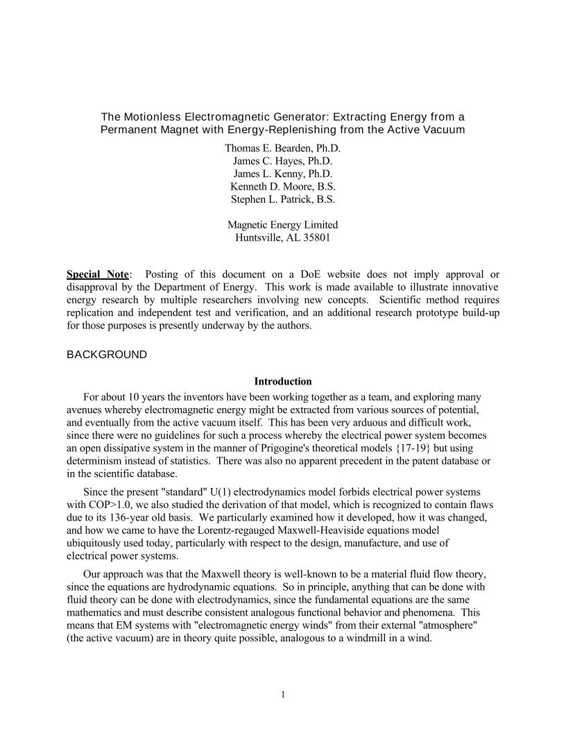 The Motionless Electromagnetic Generator eBook: Harnessing Vacuum Energy
