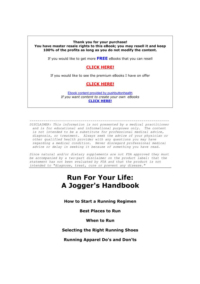 Run For Your Life eBook: The Ultimate Jogging and Fitness Guide