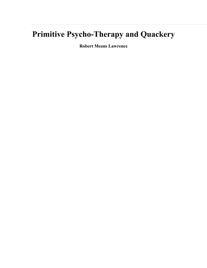 eBook on Primitive Psycho-Therapy and Quackery Healing Secrets